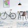 MeGusta Flachflor Teppich in Creme und Blau mit verwaschenem Vintage Design.