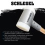 Halder Schlegel rückschlagfrei Ø 100 mm. Grauer Metallkopf, weiße Nyloneinsätze, stabiler Holzstiel. Für kraftvolle Schläge.
