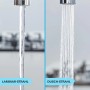 Grohe Spültischbatterie: Vergleich Laminar- und Duschstrahl der Küchenarmatur.