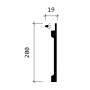 Profilansicht der weißen PROFHOME Wand- und Friesleiste (200x19mm) für indirekte Beleuchtung.