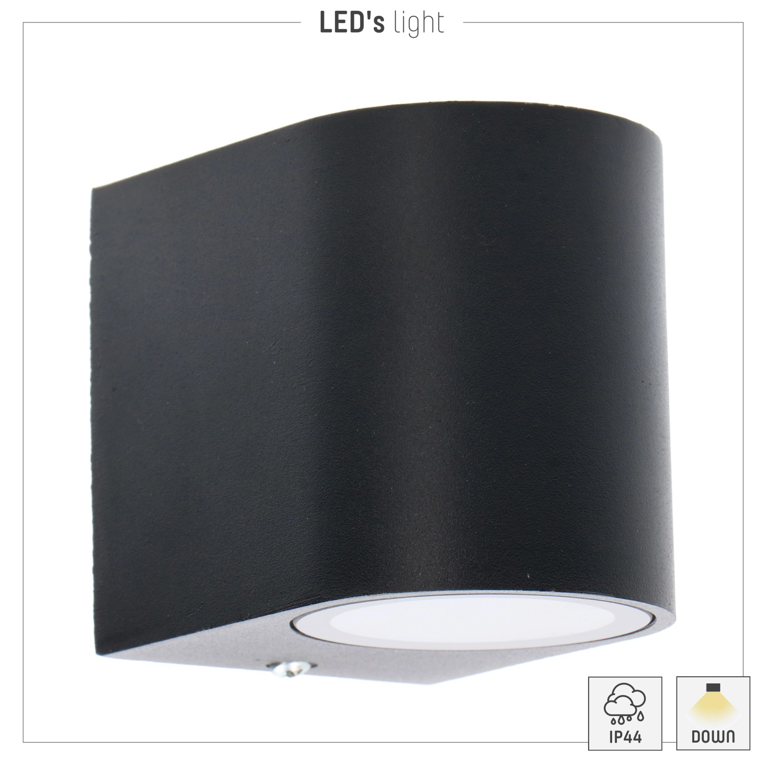 Schwarze, halbrunde LED`s light Außenwandleuchte für blendfreies Licht.