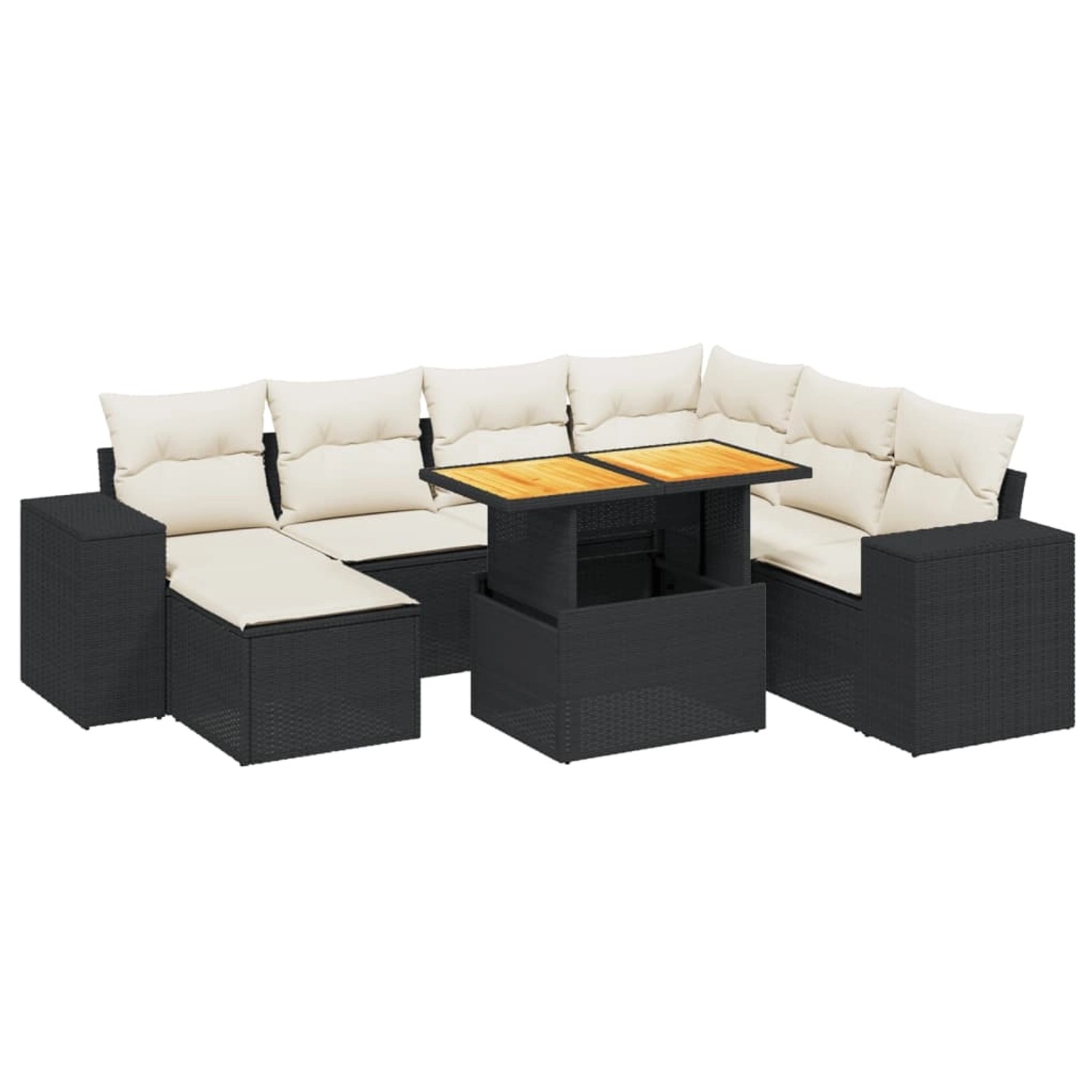 vidaXL 8-Tlg Garten-Sofagarnitur mit Kissen Schwarz Poly Rattan 3275940 günstig online kaufen