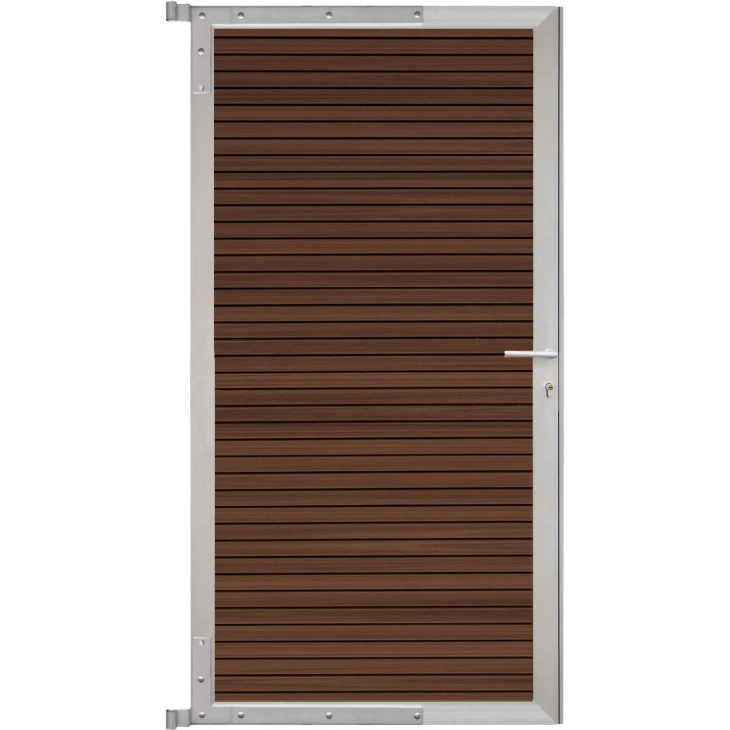 GartenLand Steckzauntor Shadowline ca. 90 x 175 cm WPC Ipê Aluminium Silber