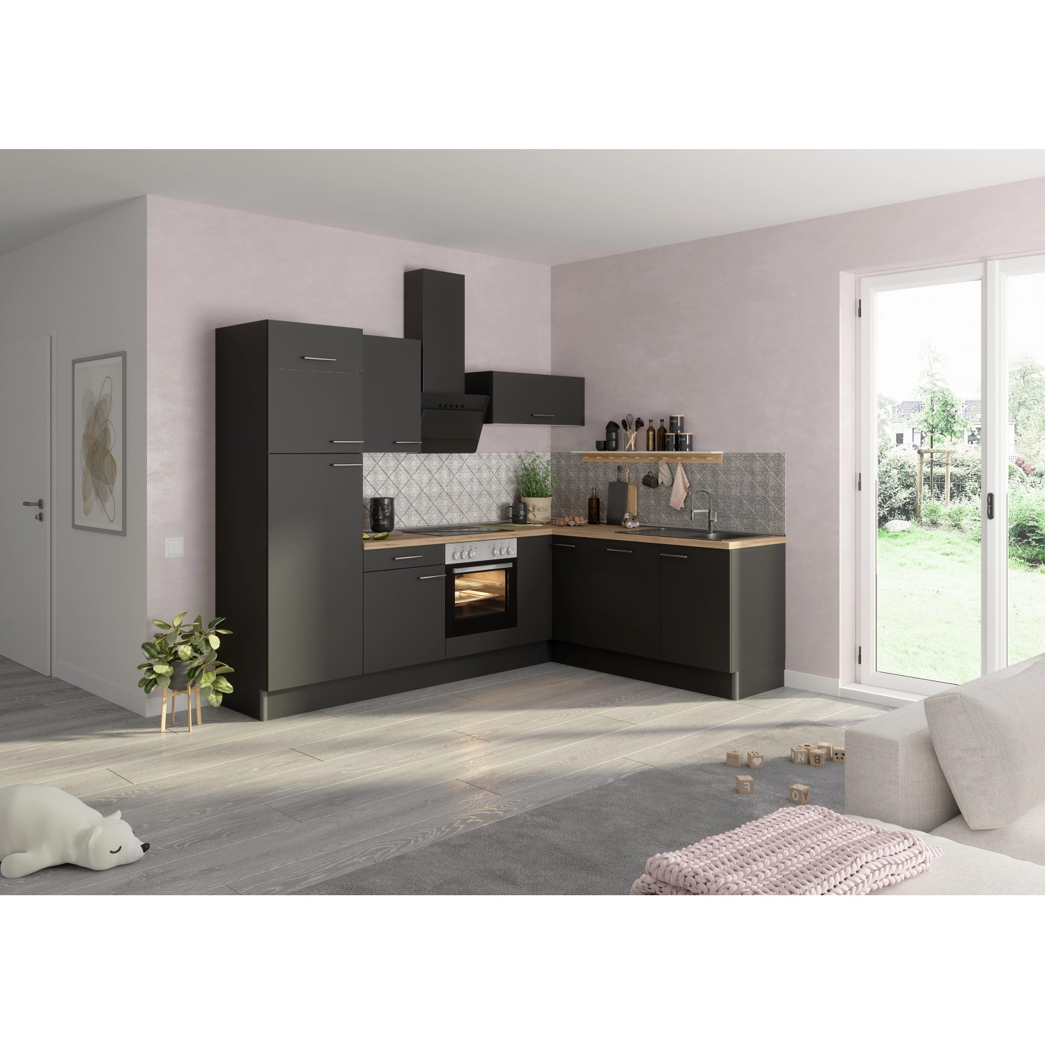 Optifit Winkelküche/L-Küche Optikoncept Ingvar 270 cm Anthrazit