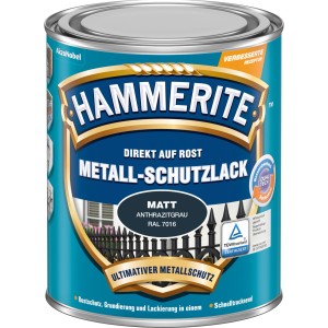 Dose Hammerite Metall-Schutzlack Anthrazitgrau Matt, 2,5 l, für Rostschutz und Lackierung.