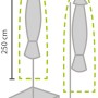 Skizze: Perel Schutzhülle für Gartenschirme, 250x450 cm, zum Schutz vor Wettereinflüssen.