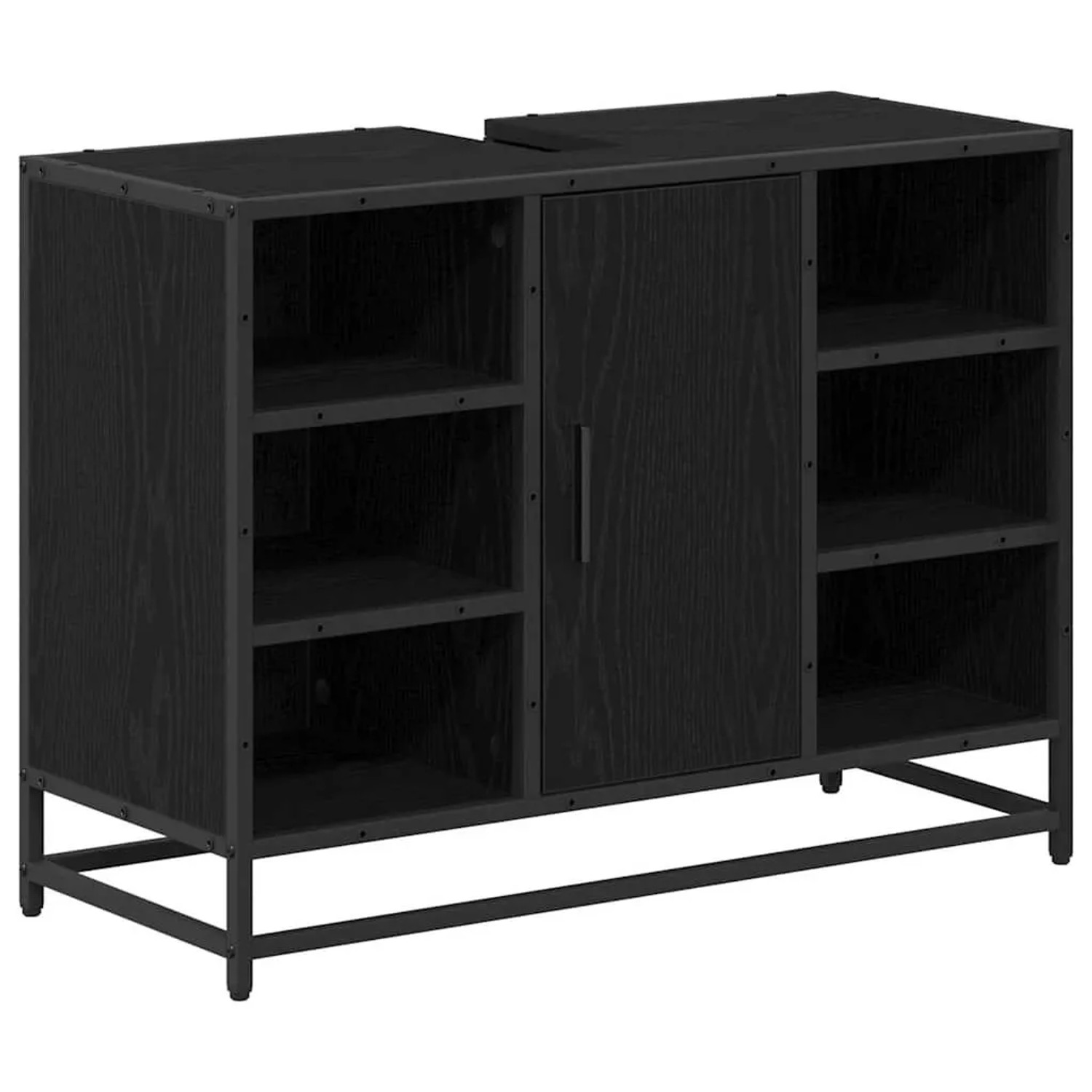 vidaXL Badezimmerschrank mit Tür Schwarz Eichen-Optik 80 x 33 x 60 cm 88363 günstig online kaufen