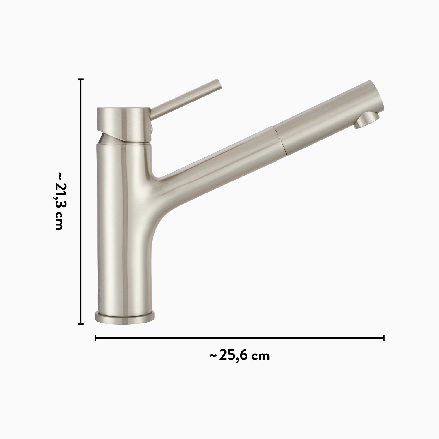 baliv Niederdruck-Küchenarmatur KI-1200 N in Edelstahloptik, Einhebelmischer mit Geschirrbrause.