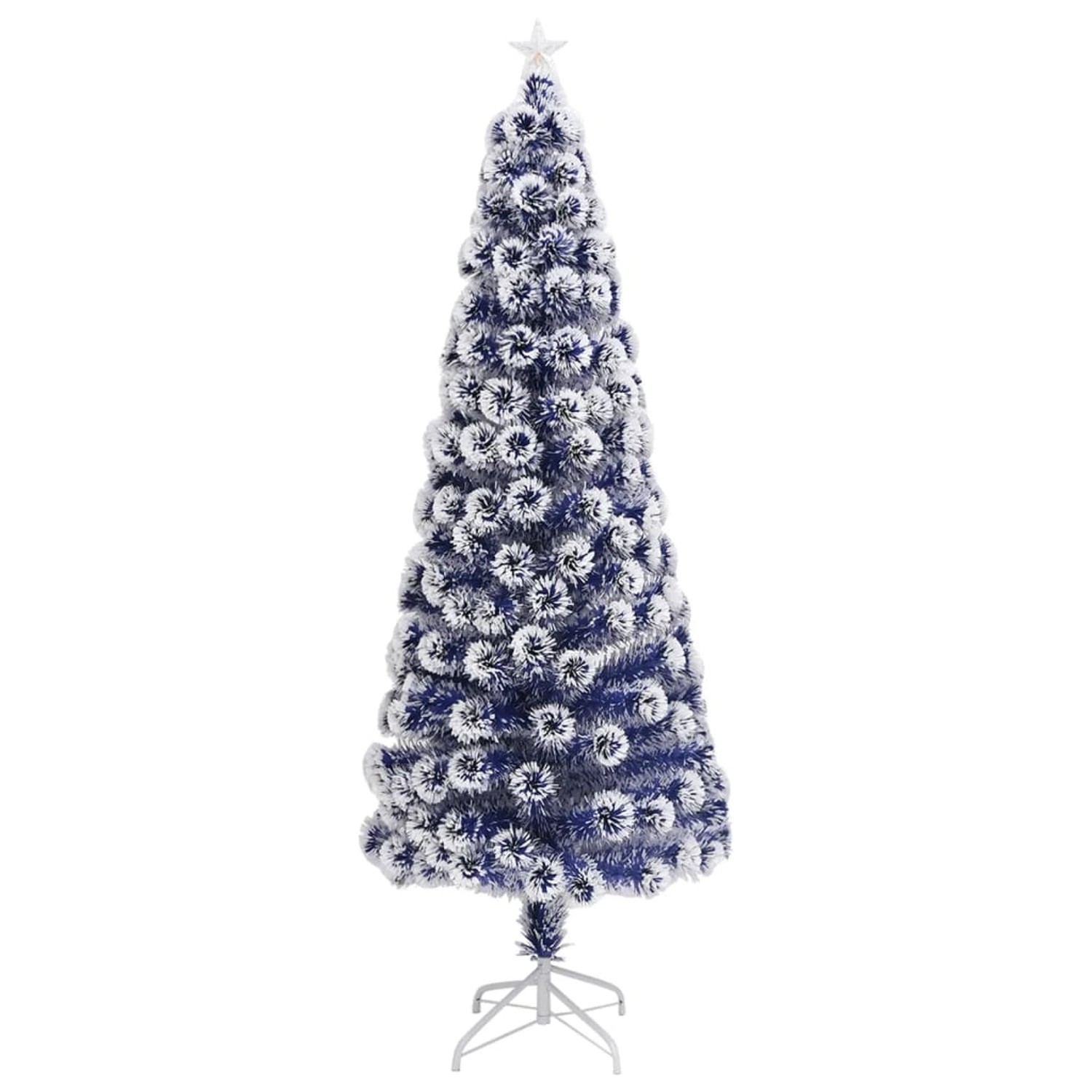 vidaXL Künstlicher Weihnachtsbaum mit LED Weiß   Blau 240 cm Glasfaser