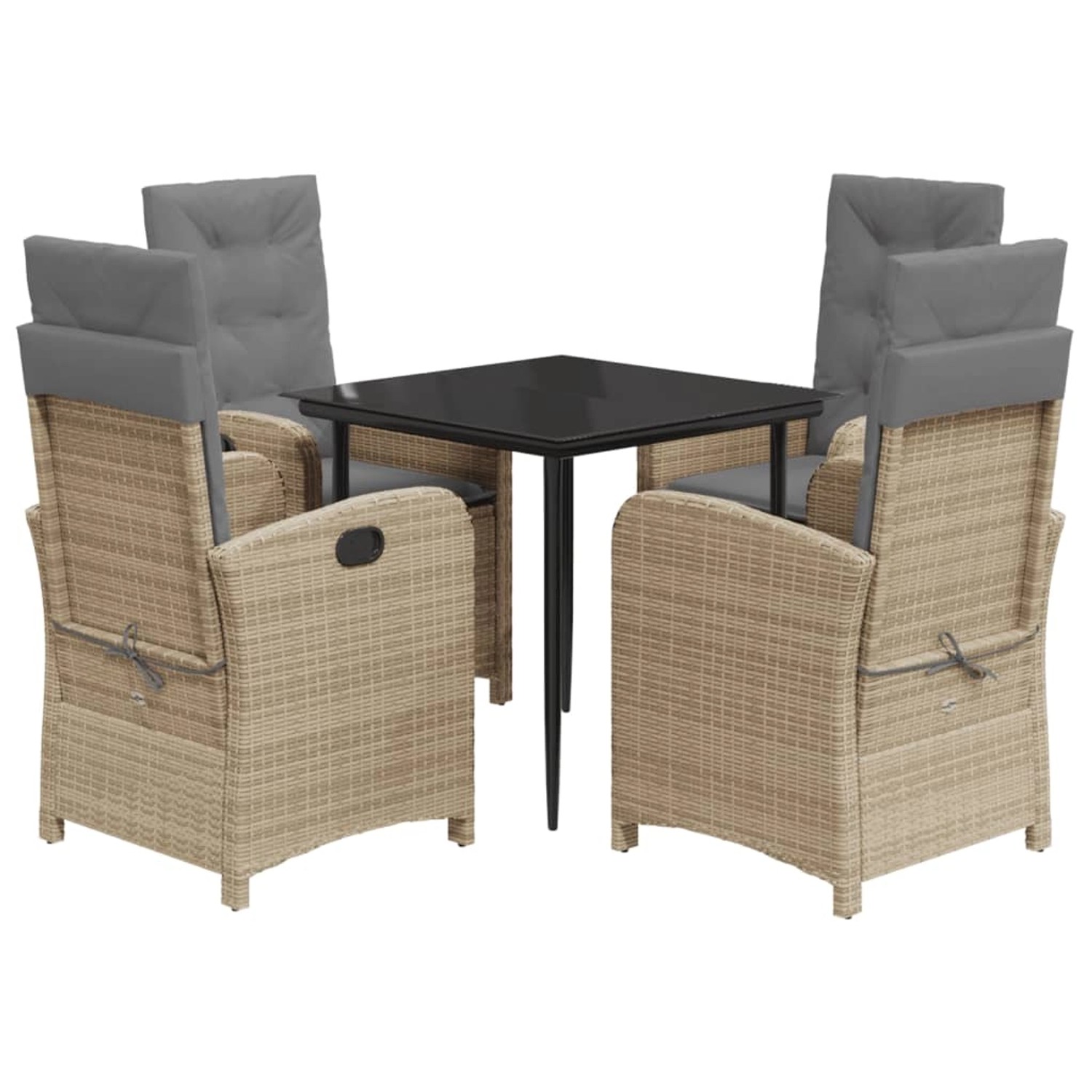 vidaXL 5-Tlg Garten-Essgruppe mit Kissen Beigemischung Poly Rattan 3212391 günstig online kaufen