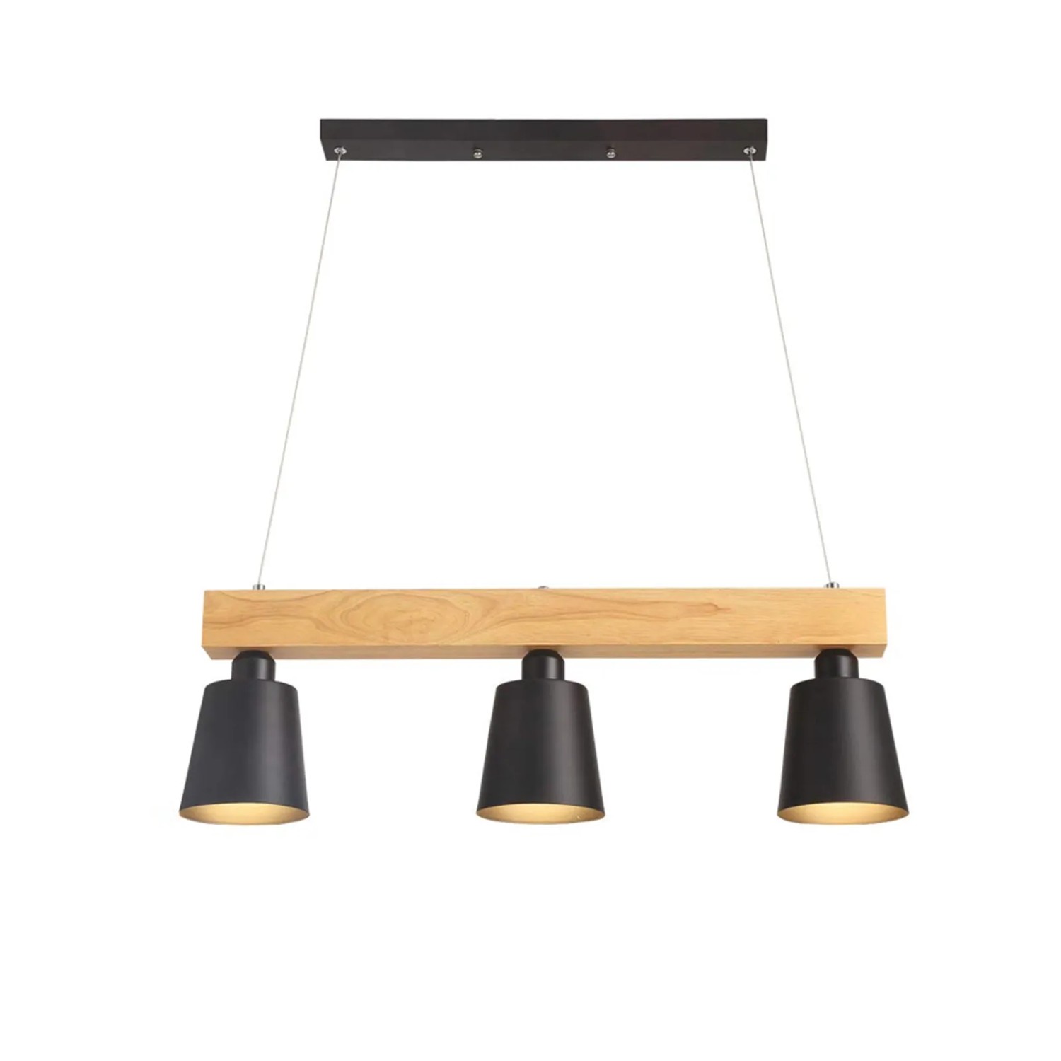 NETTLIFE Esstisch Pendelleuchte Holz 3-flammig Warmweiß Vintage Schwarz E27 25w
