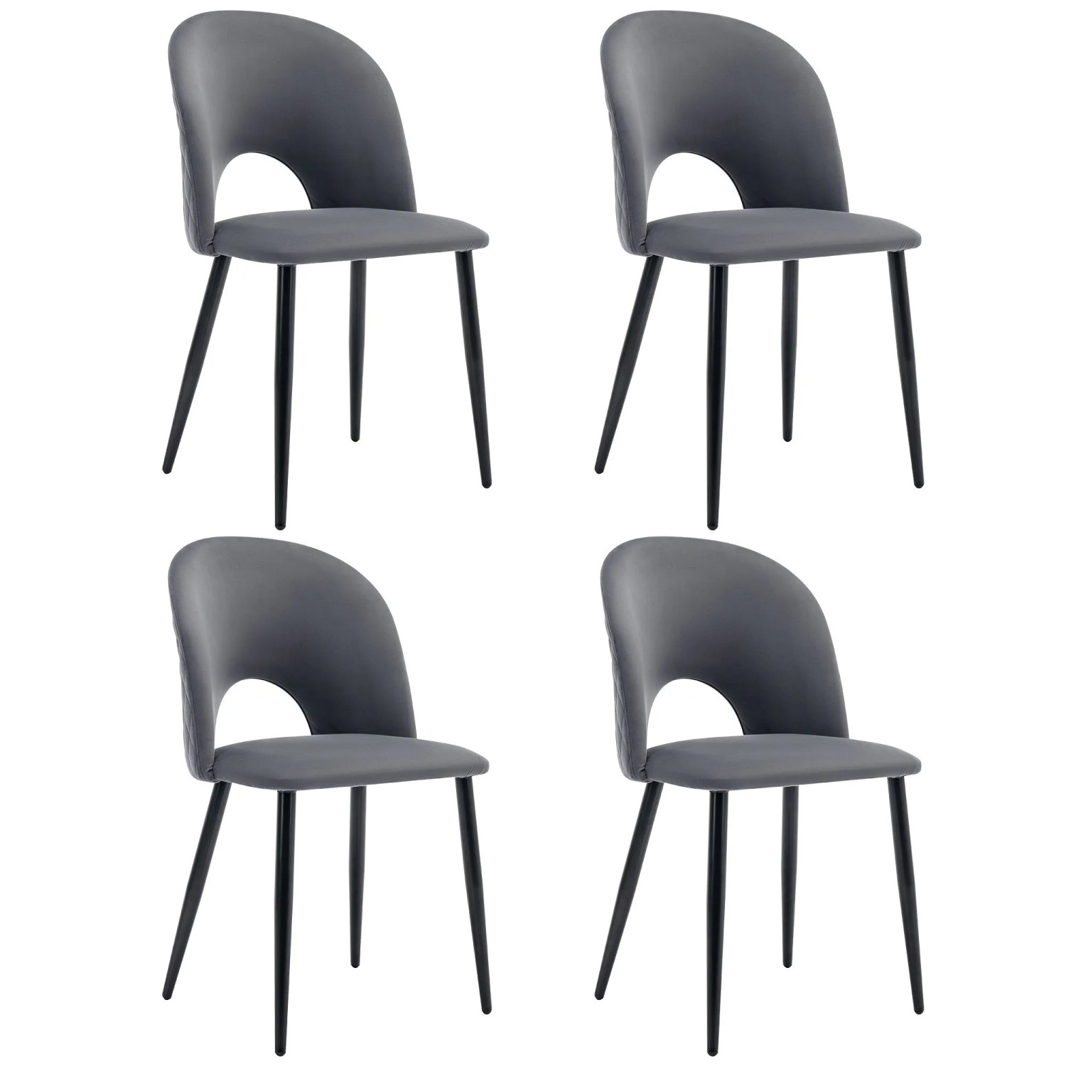Merax Esszimmerstuhl 4Er Set Grau Samt Metallgestell