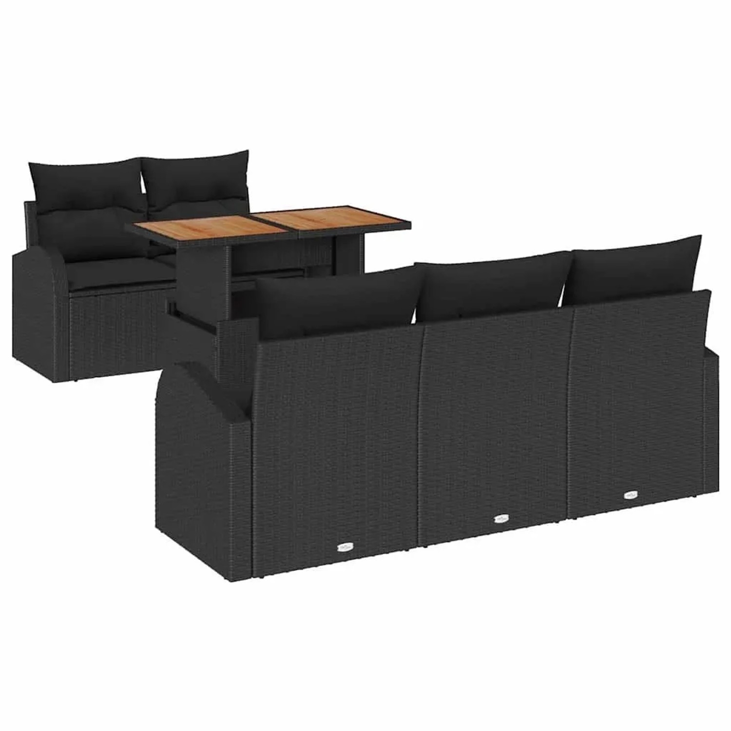 vidaXL Garten-Sofa-Set mit Kissen 6-Tlg Schwarz 3349526