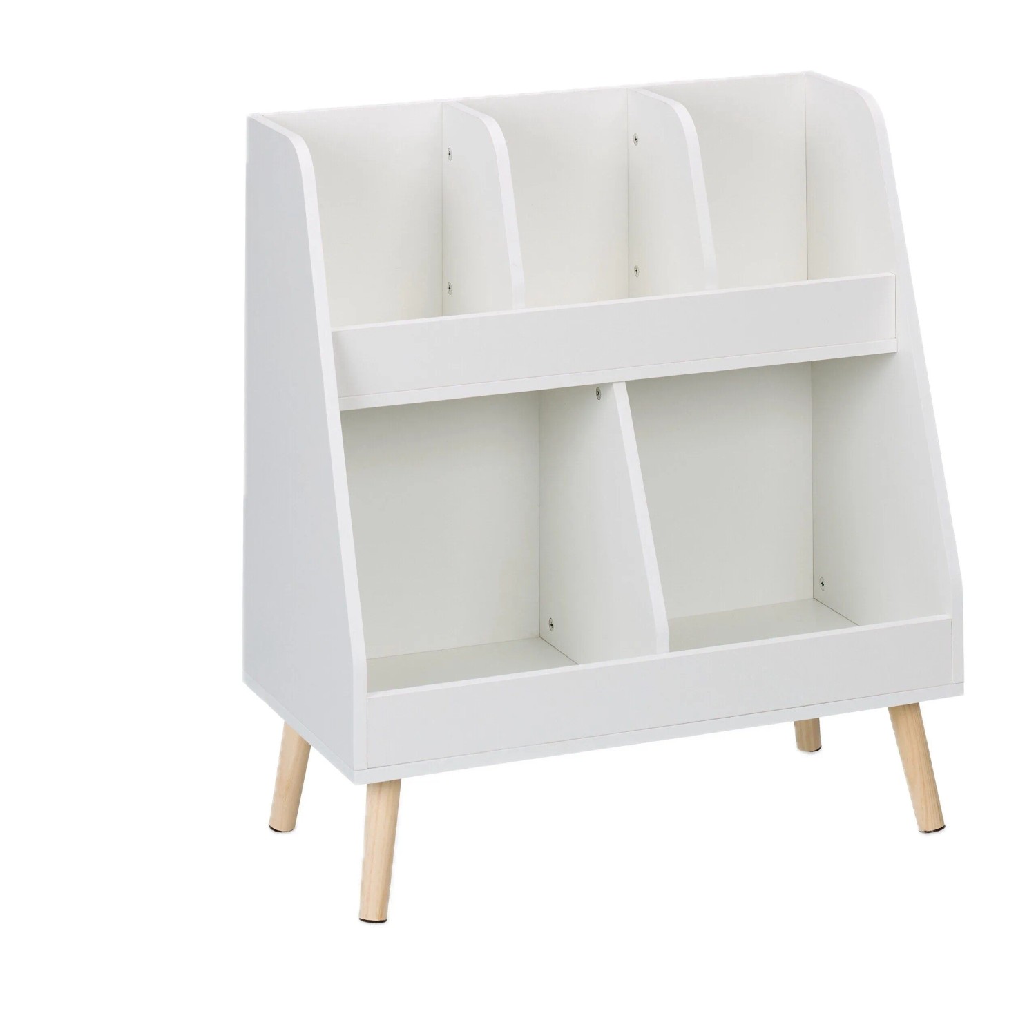 Relaxdays Kinderregal MDF Kiefernholz Weiß Natur mit 5 Fächern 66 x 60 x 30 cm 8,3 kg