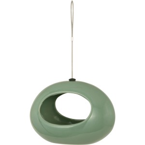 Hängende, grüne Keramik Vogeltränke Selo für den Garten.