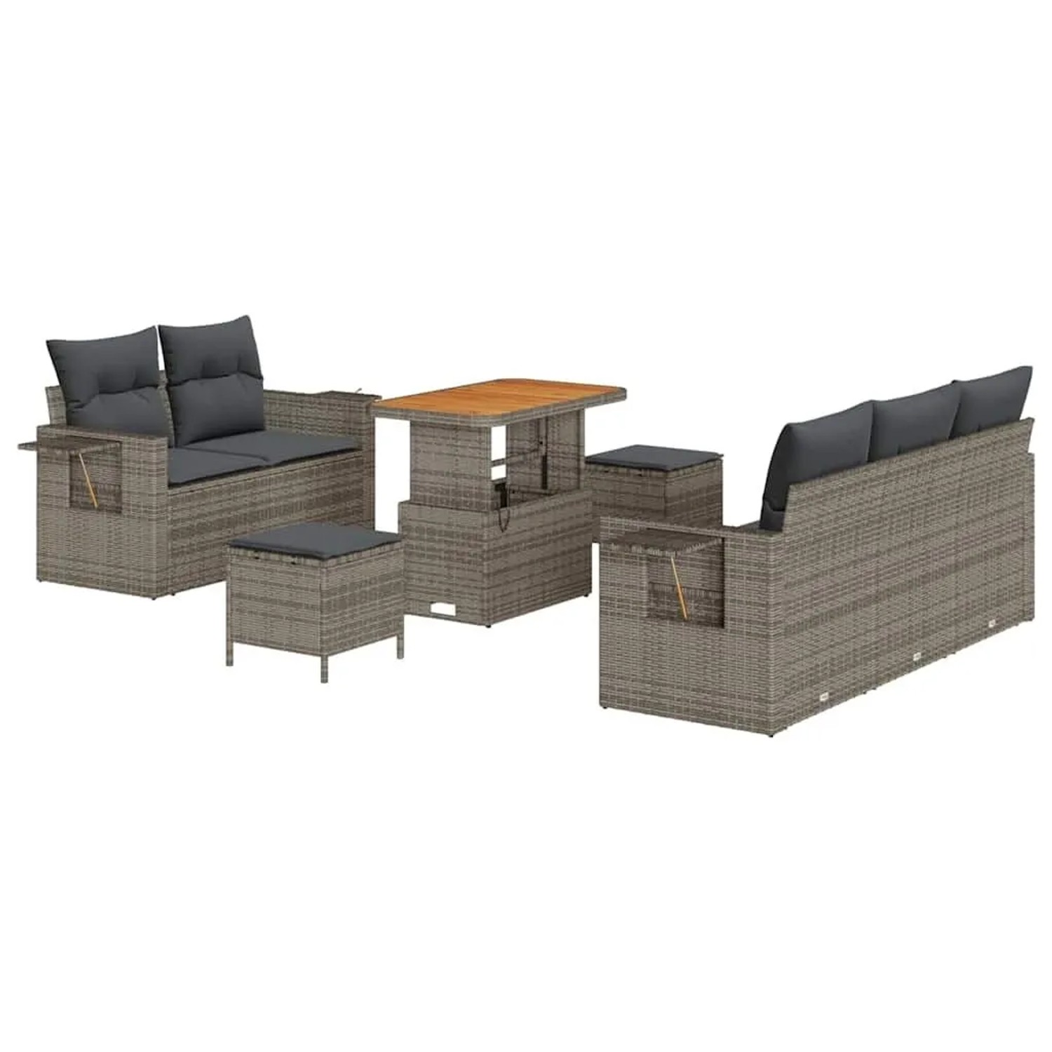 vidaXL Gartensofa-set mit Kissen 10-Tlg Grau Poly-Rattan 3363643 günstig online kaufen
