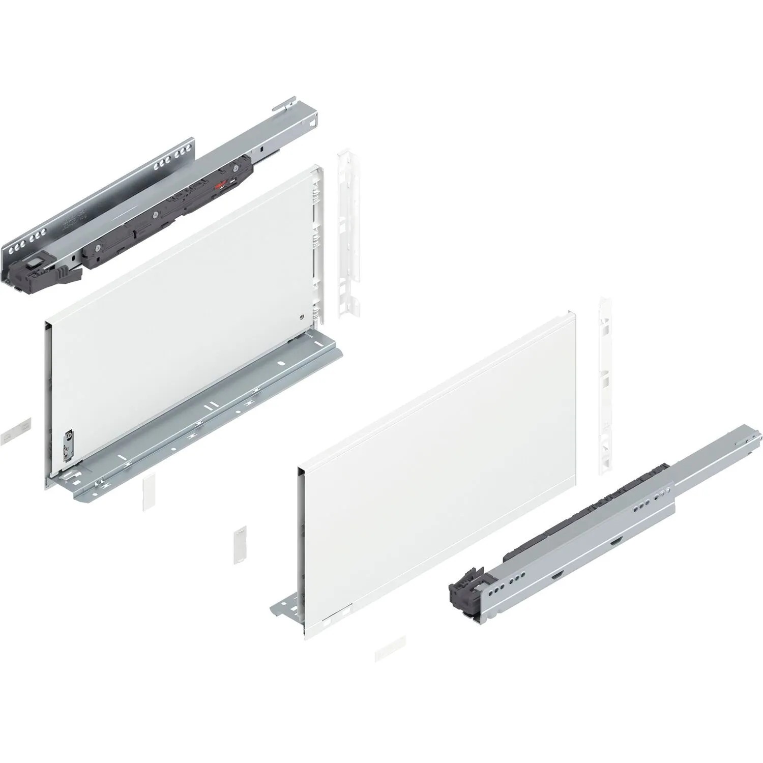 Blum Legrabox Pure Set Höhe F Tip-On Vollauszug 450 mm 40 kg Seidenweiß 1 Paar