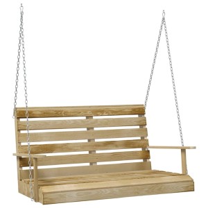 vidaXL Schaukelbank aus imprägniertem Kiefernholz, 110 cm breit, mit Ketten zum Aufhängen.