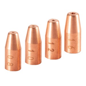 STAHLWERK Drahtführungsdüsen Set, 4 Kupferdüsen für Schweißgeräte mit 0.8, 1.0, 1.2 und 1.6 mm.