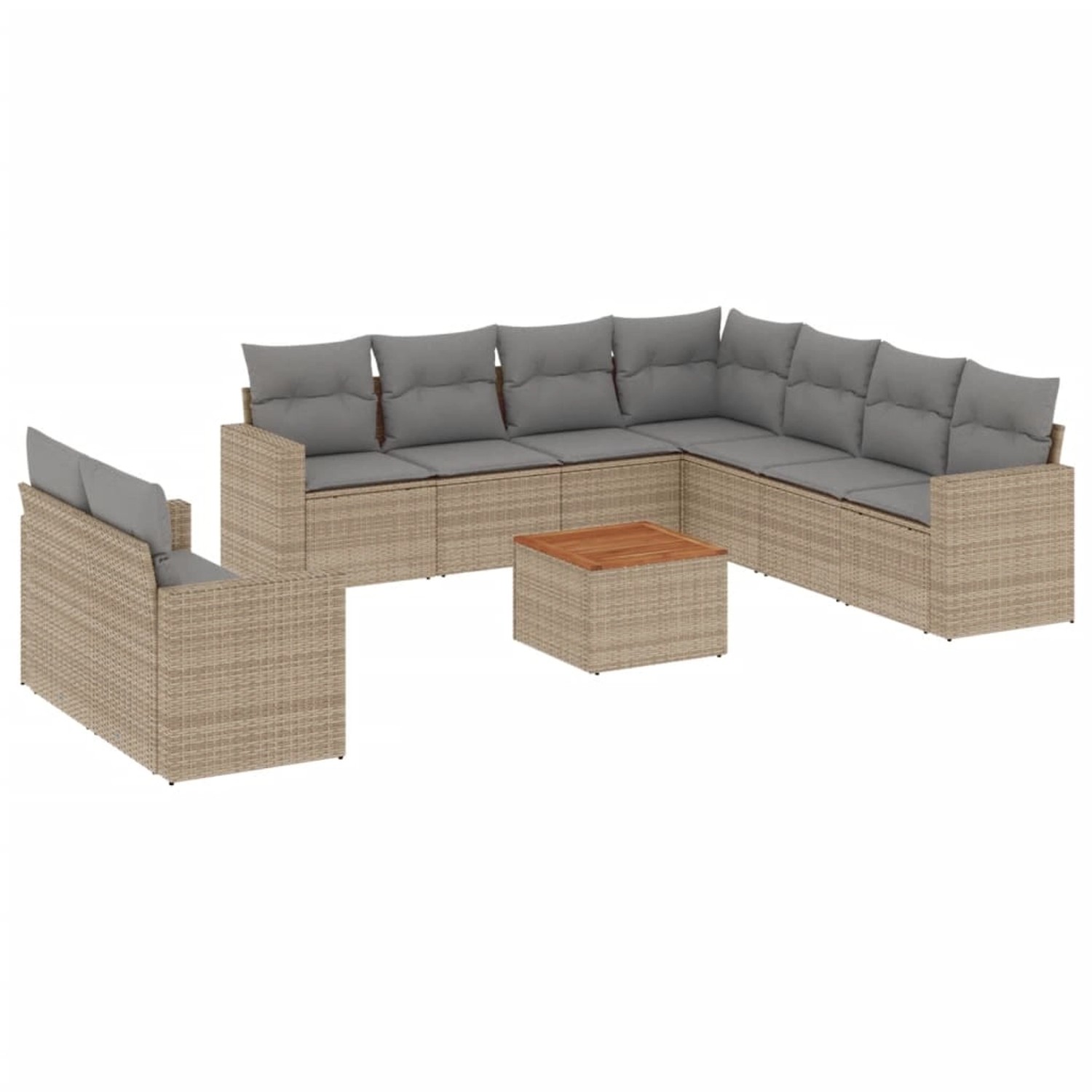 vidaXL 10-Tlg Garten-Sofagarnitur mit Kissen Beige Poly Rattan 3256521 günstig online kaufen