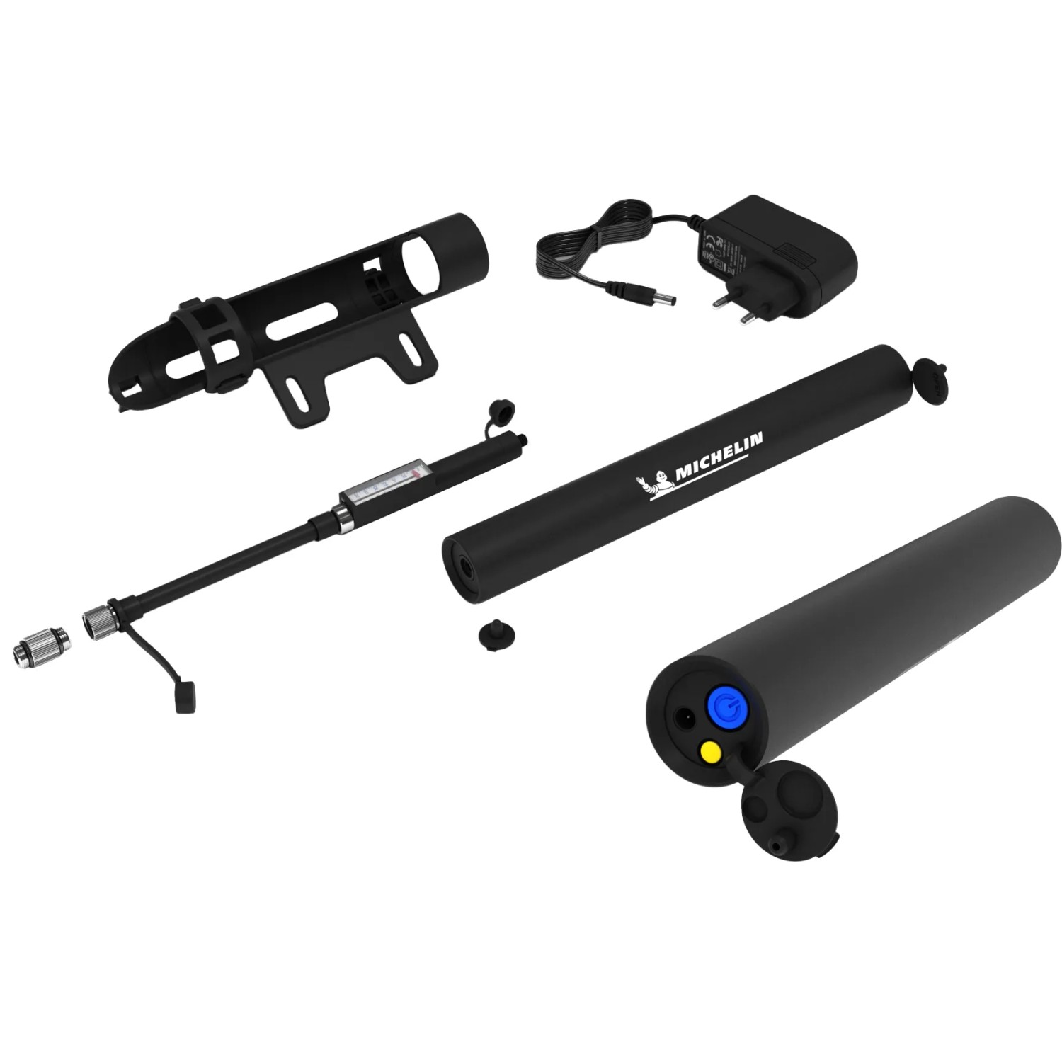 Michelin Akku-Luftpumpe für Fahrrad, E-Bike, Moped und Motorrad mit Zubehör.