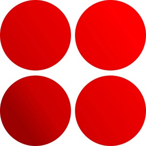 Aufkleber mit Holografie-Effekt, runde Reflektoren in Rot, 10,5 cm Durchmesser.