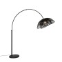 Schwarze, orientalische Bogenlampe Pua mit Bambusschirm für Innenräume.