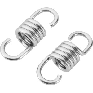 Zwei silberne Hakenfedern für Hollywoodschaukel Apango. Robustes Metall-Ersatzteil für Ihre Gartenschaukel.