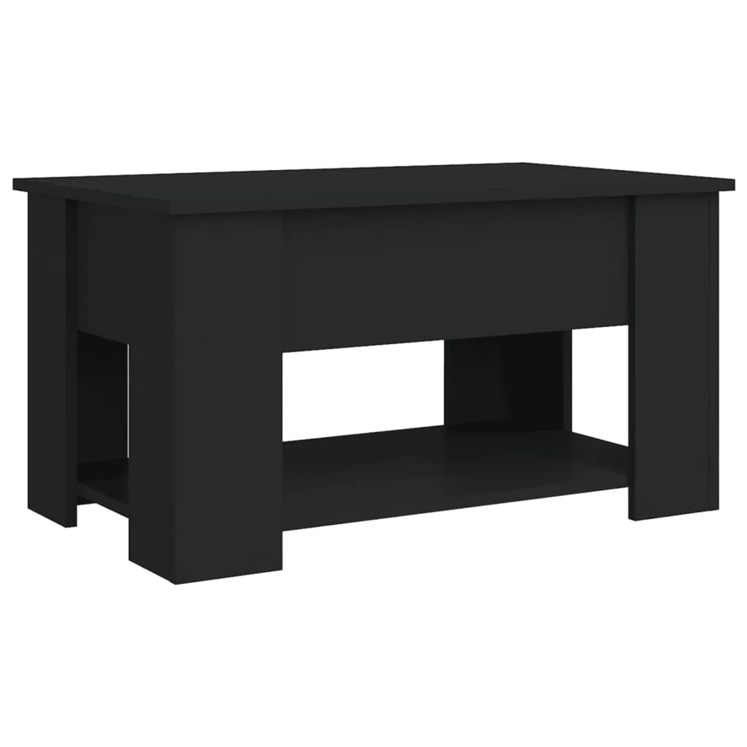 Schwarzer vidaXL Couchtisch (79x49x41 cm) aus Holzwerkstoff mit Stauraum.