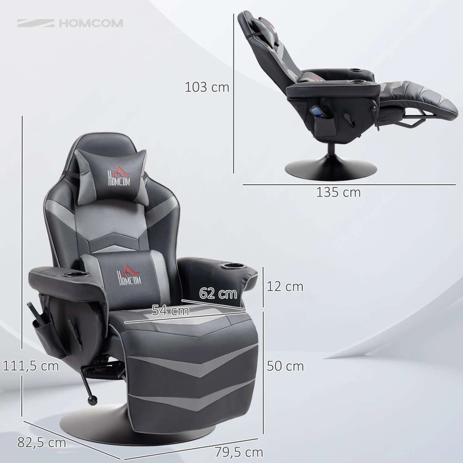 HOMCOM Massagesessel drehbar Kunstleder Grau kaufen bei OBI