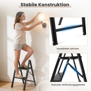 Sekey Klappleiter 2 Stufen Alu Klapptritt Stehleiter bis 150 kg
