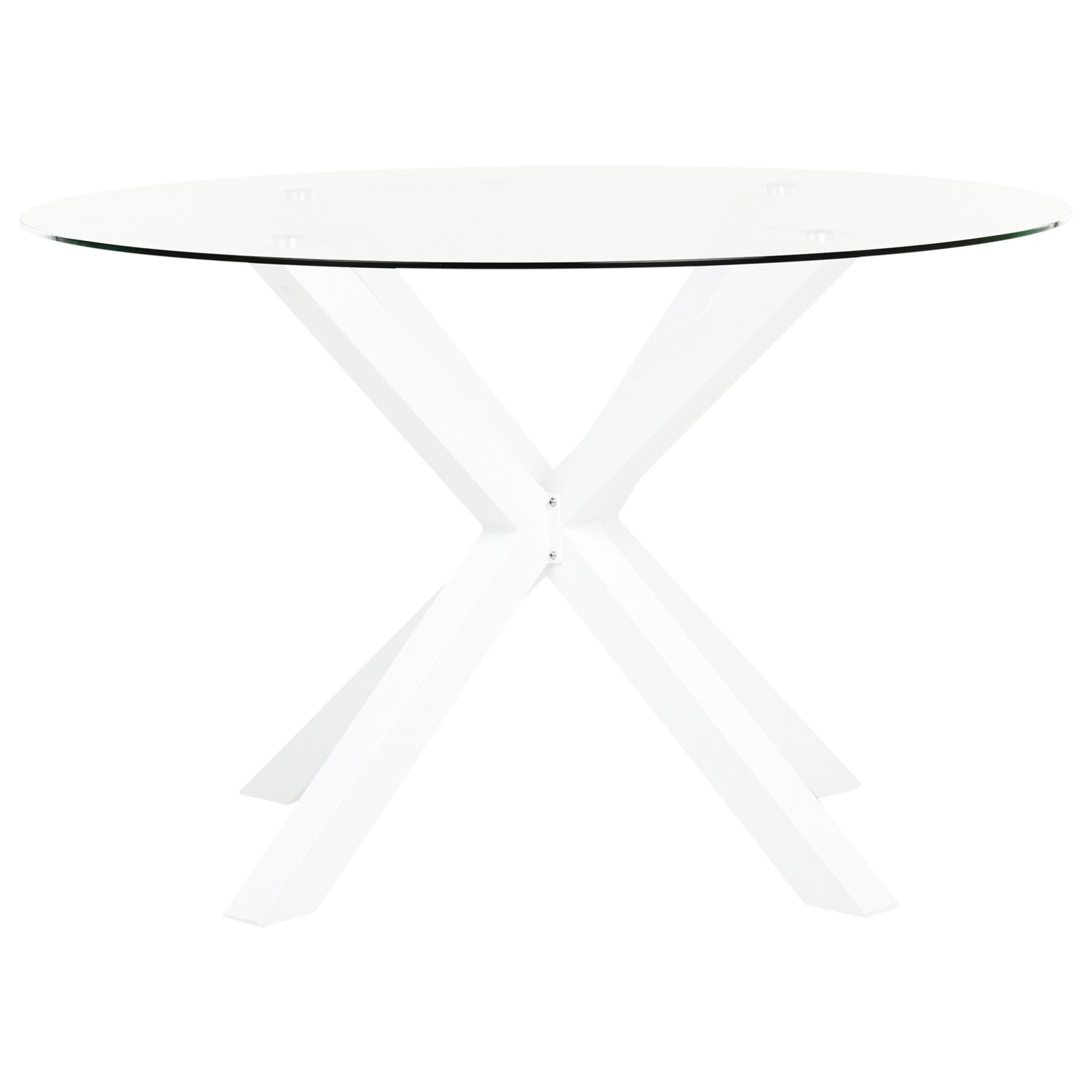 Beliani Runder Tisch MALETTO Weiss Transparent 120x120x77 günstig online kaufen