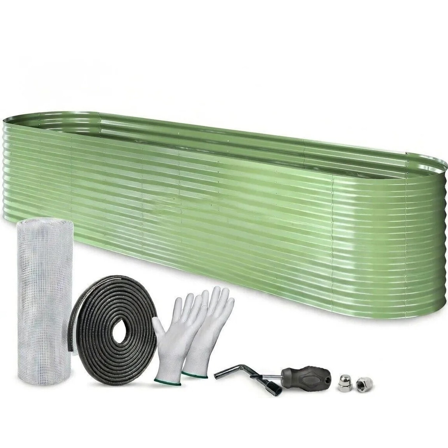 TTL GARDEN Metall-Hochbeet NATURE XXL 400×80×80 cm – Großes Ovales Hochbeet Verzinkt Salbei Für Garten