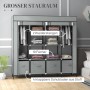 HOMCOM Stoffschrank, dunkelgrau, mit Kleiderstange, Schubladen und Fächern für viel Stauraum.