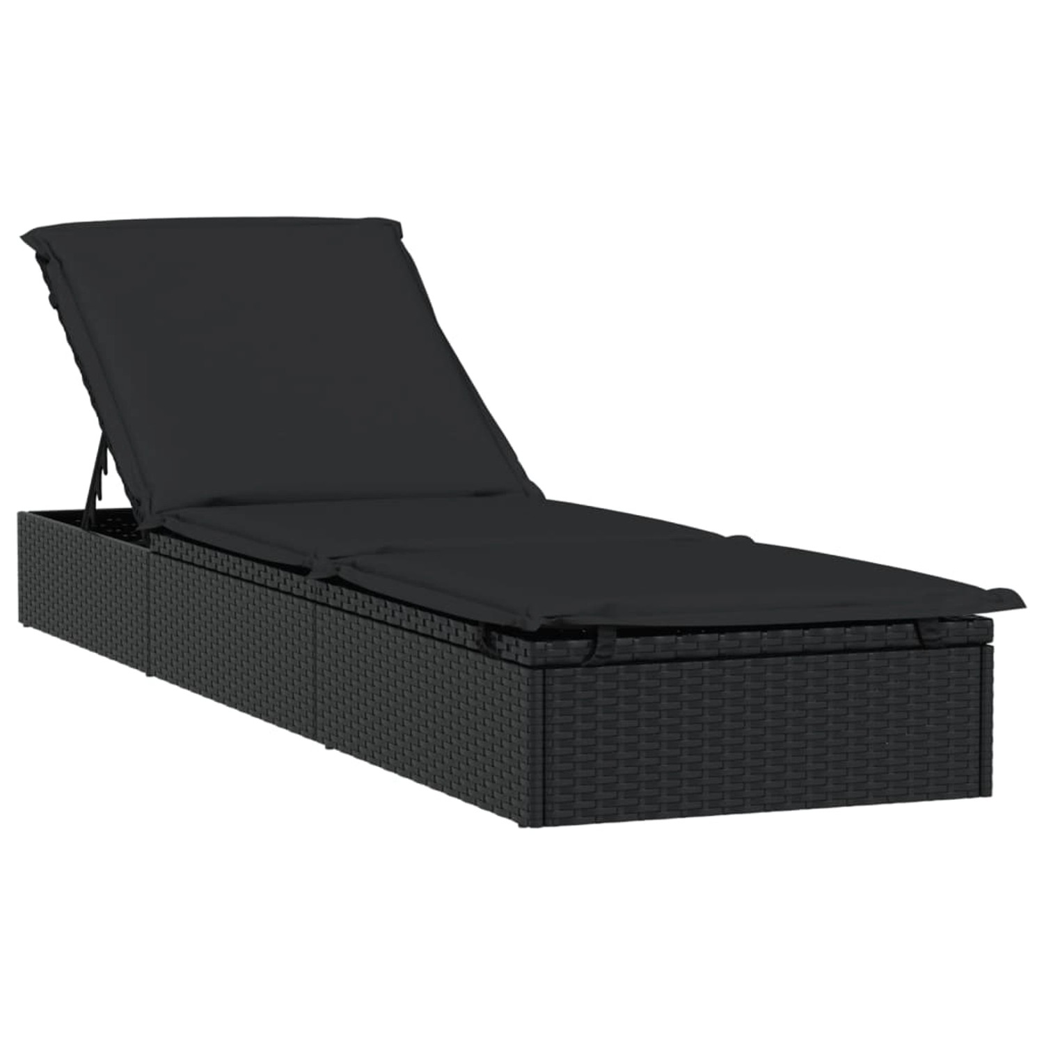 vidaXL Sonnenliege 1 Stk mit Auflage Schwarz 201x55x62 cm Poly Rattan 319632