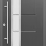 Anthrazitfarbene Haustür Thermospace Paris Prime mit Edelstahlgriff und Glaseinsatz.