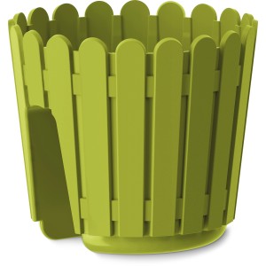 Dunkelgrüner Poétic Landhaus Geländertopf Ø 30 cm für den Außenbereich.