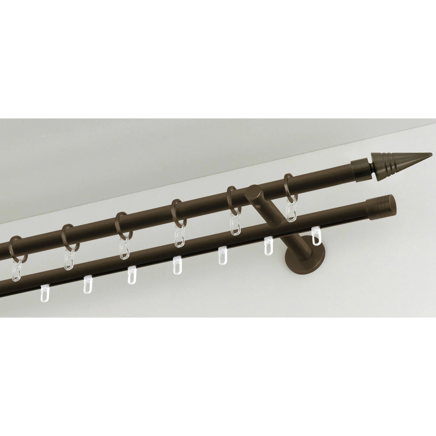 Gardinia Doppel-Kombiträger Chicago, Bronze, für Gardinenstangen und Innenlauf-Stangen, 20 mm Durchmesser.