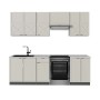 Vicco Fame-Line Küchenzeile, 240 cm, grau-beige/anthrazit mit Marmor-Arbeitsplatte.