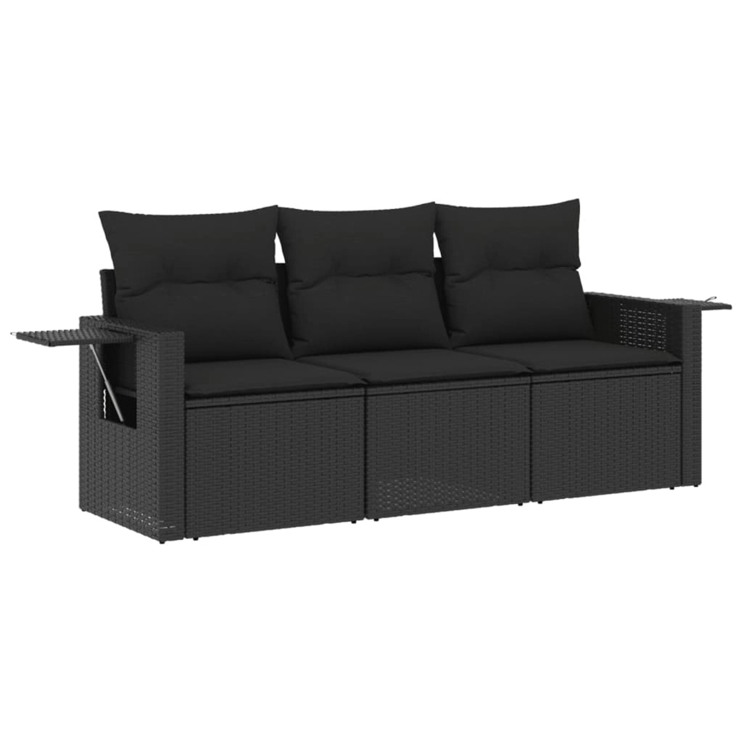 vidaXL 3-Tlg Garten-Sofagarnitur mit Kissen Schwarz Poly Rattan 3252192 günstig online kaufen