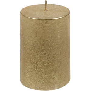 Goldene Steinhart Stumpenkerze Rustic-Glanz, Ø 68 mm x 100 mm.