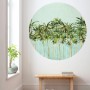 Selbstklebende, runde Vliesfototapete mit Kokospalmen Motiv, Durchmesser 125 cm.