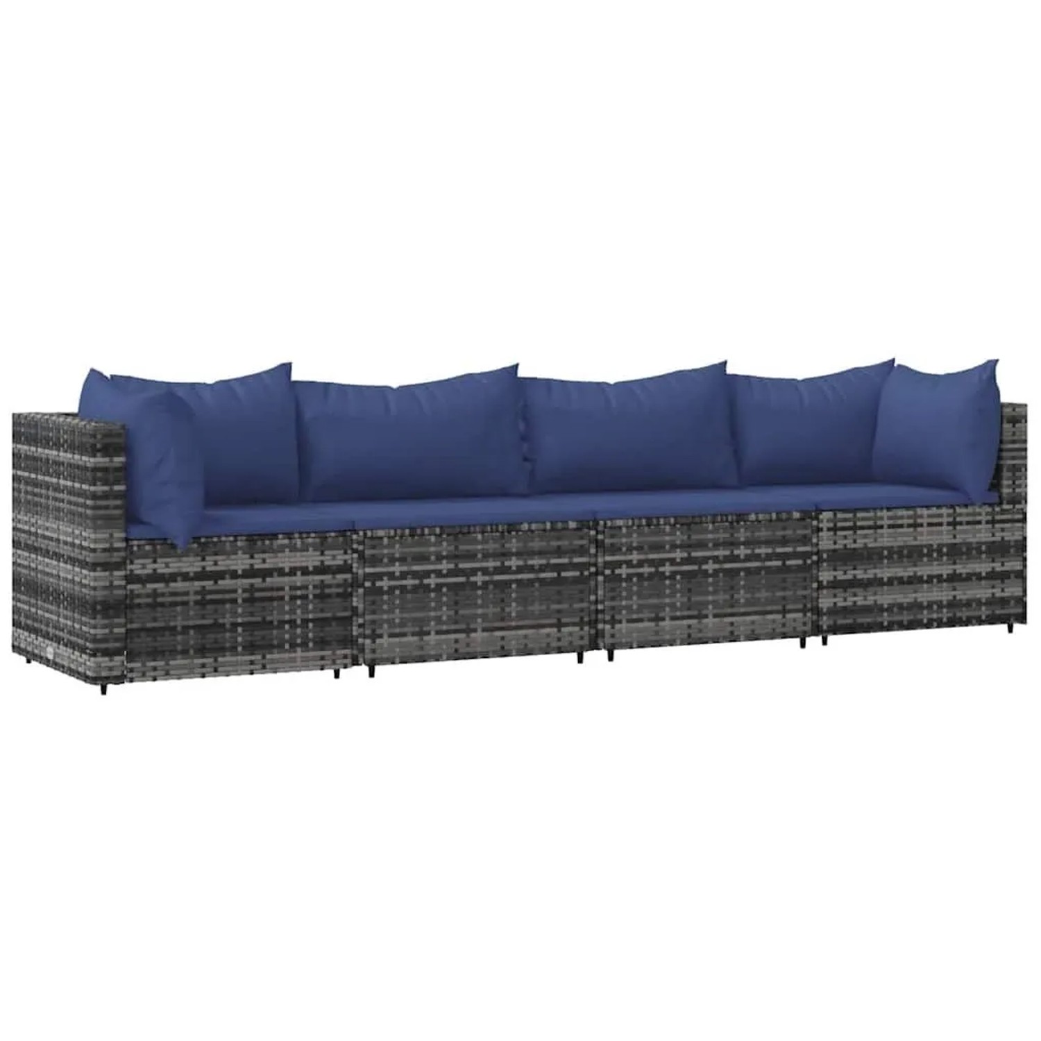 vidaXL 4-Tlg Garten-Lounge-Set mit Kissen Grau Poly Rattan 319848