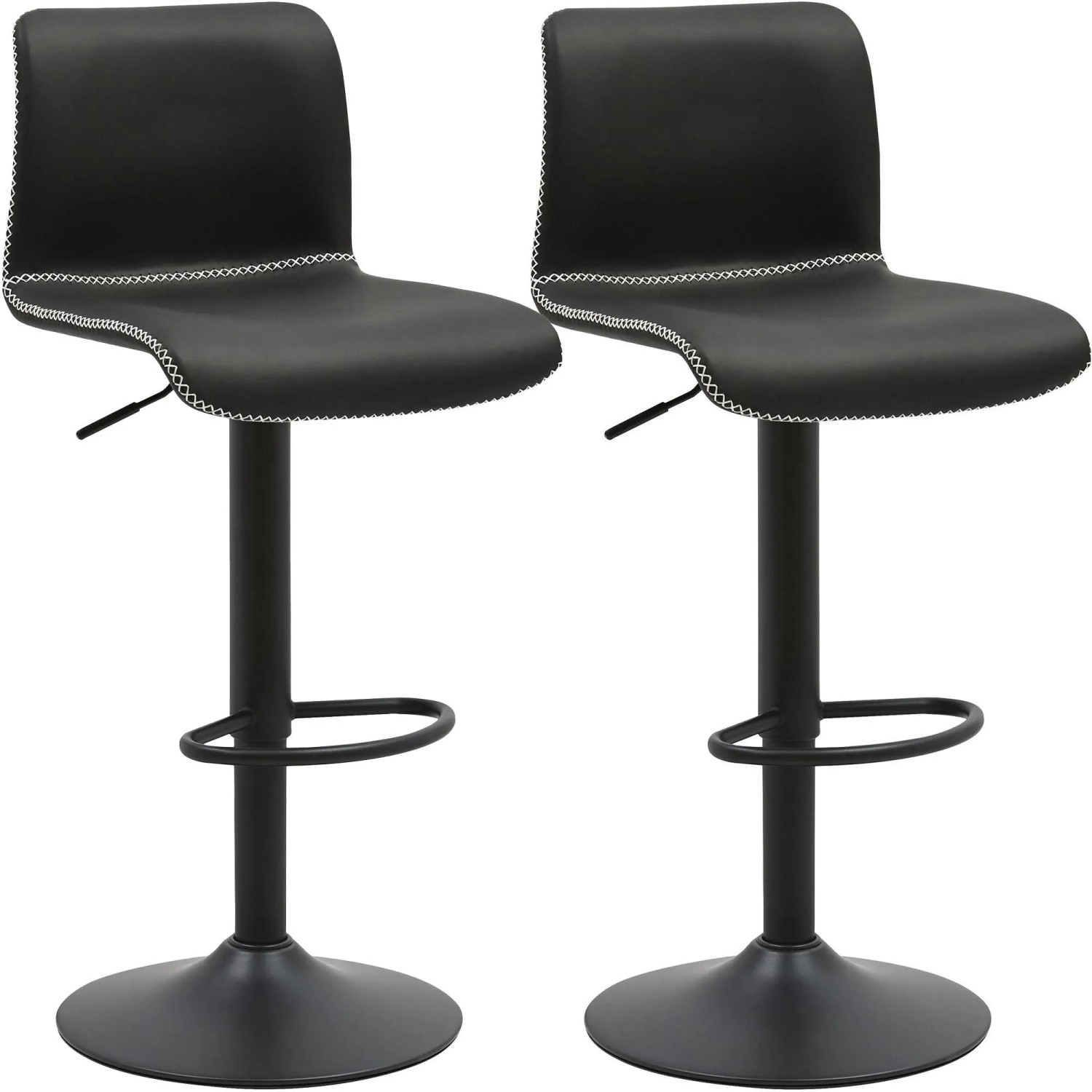 CLP 2er Set Barhocker Henchy Kunstleder Schwarz
