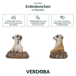 VERDOBA Gartendeko Safari Gartenfigur Erdmännchen aus Dem Erdloch
