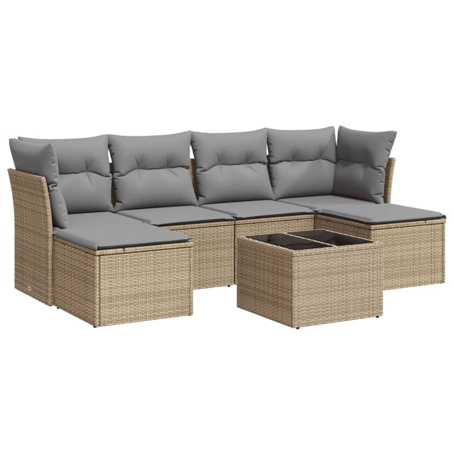 vidaXL 7-Tlg Garten-Sofagarnitur mit Kissen Beige Poly Rattan 3218019 günstig online kaufen