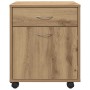 vidaXL Rollcontainer Artisan-Eiche, Holzwerkstoff, mit Schublade und Tür, auf Rollen.