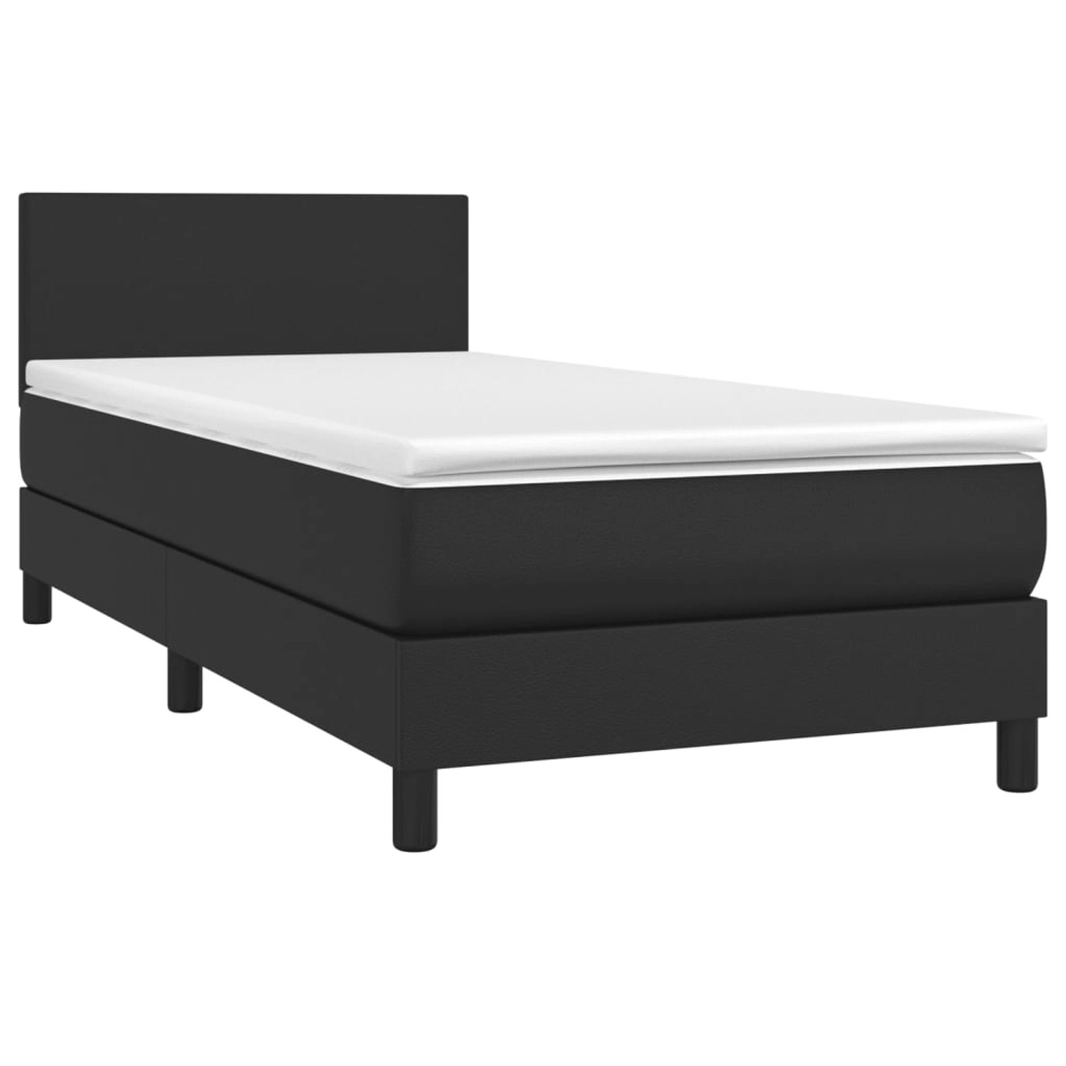vidaXL Boxspringbett mit Matratze & LED Schwarz 90x190 cm Kunstleder 313407 günstig online kaufen
