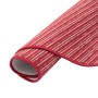 Gerollter, runder Streifenberber Teppich Marta in Rot, 200cm Durchmesser.