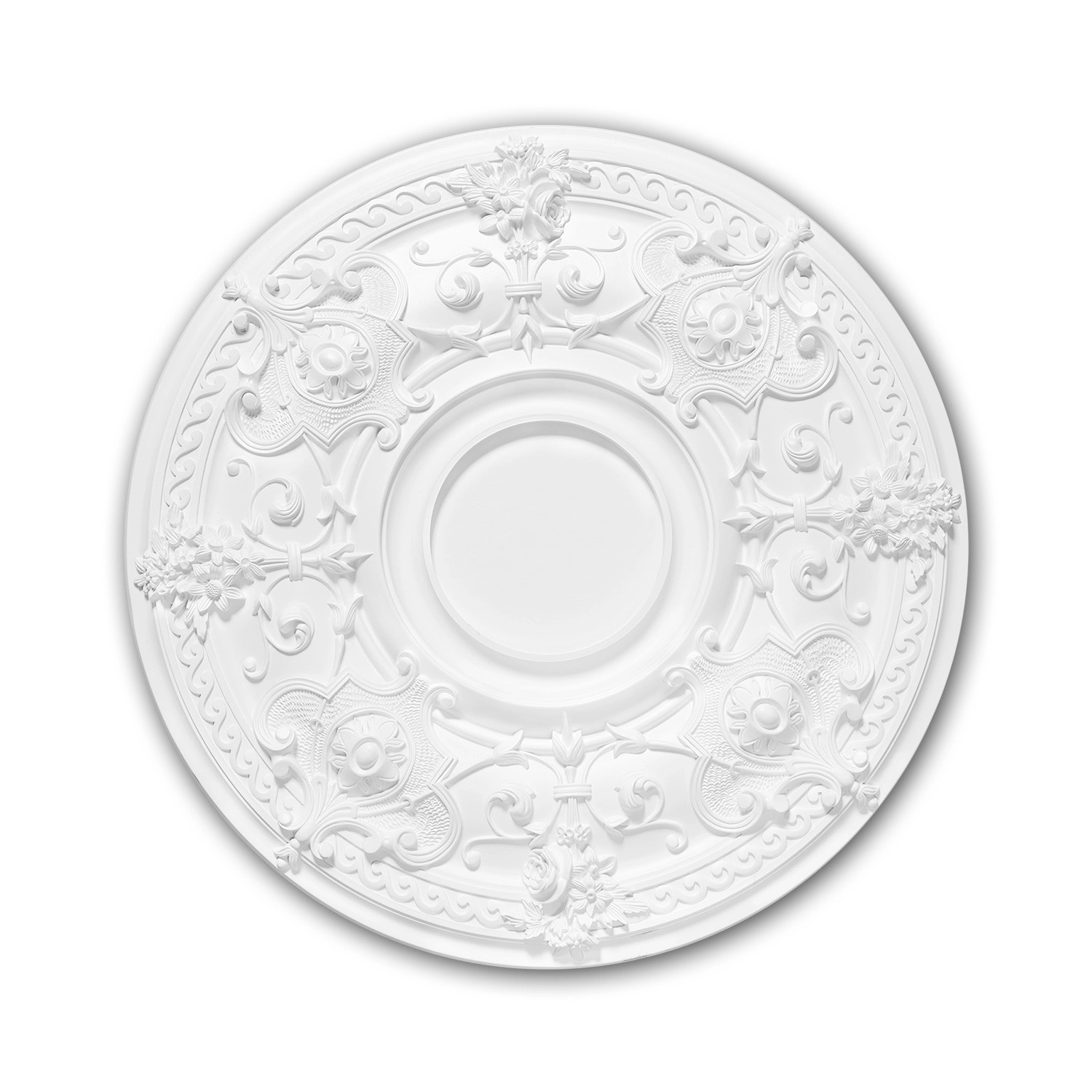 PROFHOME 156040 RoSette aus Polyurethan DeckenroSette Zierelement 70,7 cm 70,7 cm x 4,6 cm Weiß